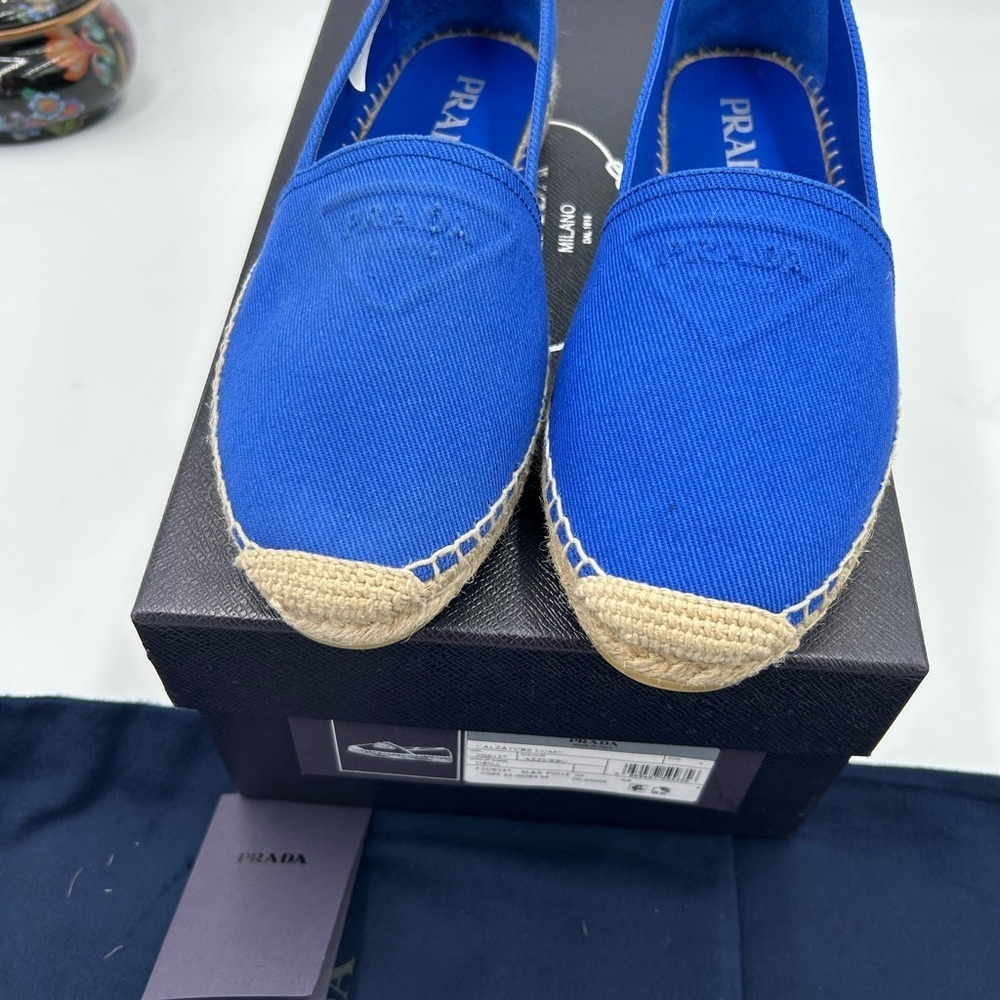 Women's Prada triangle logo canvas espadrille size 7, made in Italy - Picture 3 of 8